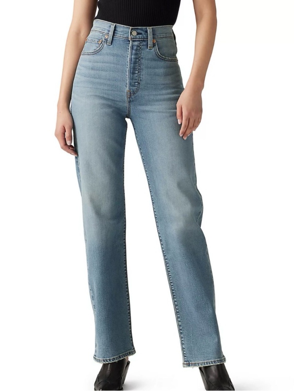 Levi’s Women’s Ribcage HW denim straight leg jeans 29 27 EUC